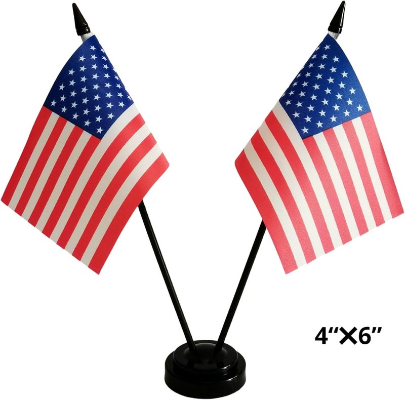Zigvert 8 Pack Miniature Two Hole Flag Stand Base, Twin Desk Flag Holder, Mini Flag Stand, Two Hole Black Base For 4"x6" 5"x8" Stick Desk Flags, Flag Holders for Almost All Small Mini Flags - Image 4